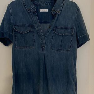 Equipment denim short sleeve top